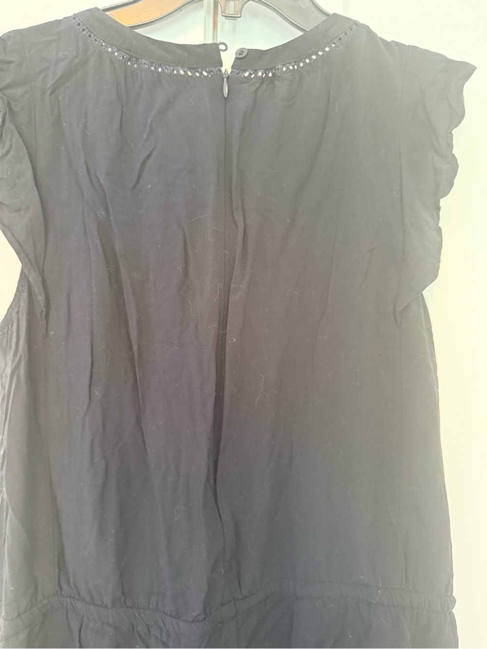 LOFT Black Sleeveless Ruffle-Trim Romper - Picture 4 of 4